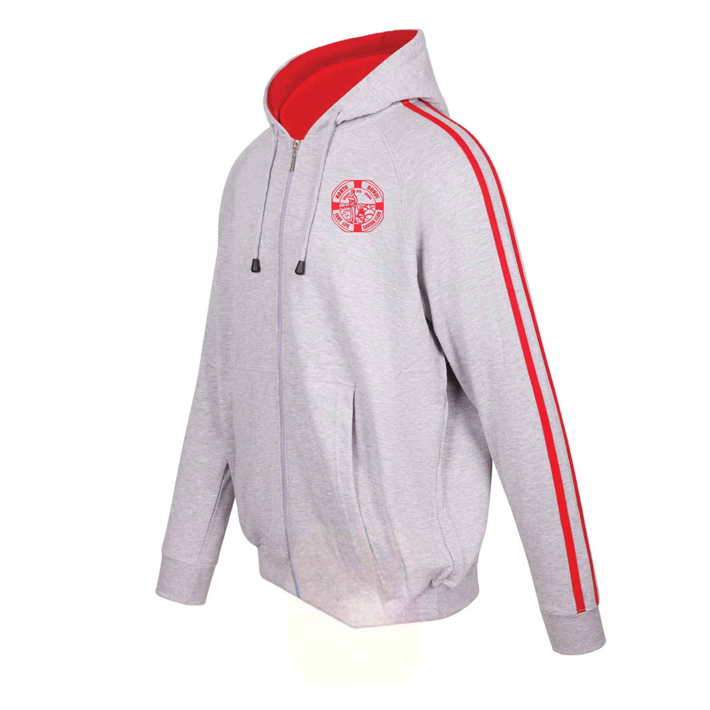 Striped Zip Hoodie Womens Grey