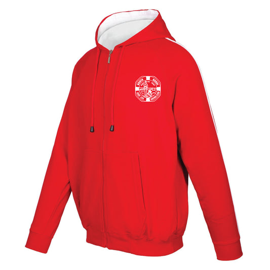 Striped Zip Hoodie Mens Red